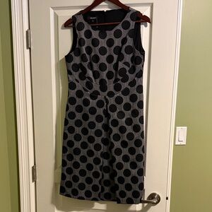 Nine West Black and Gray Polka Dot Midi Dress